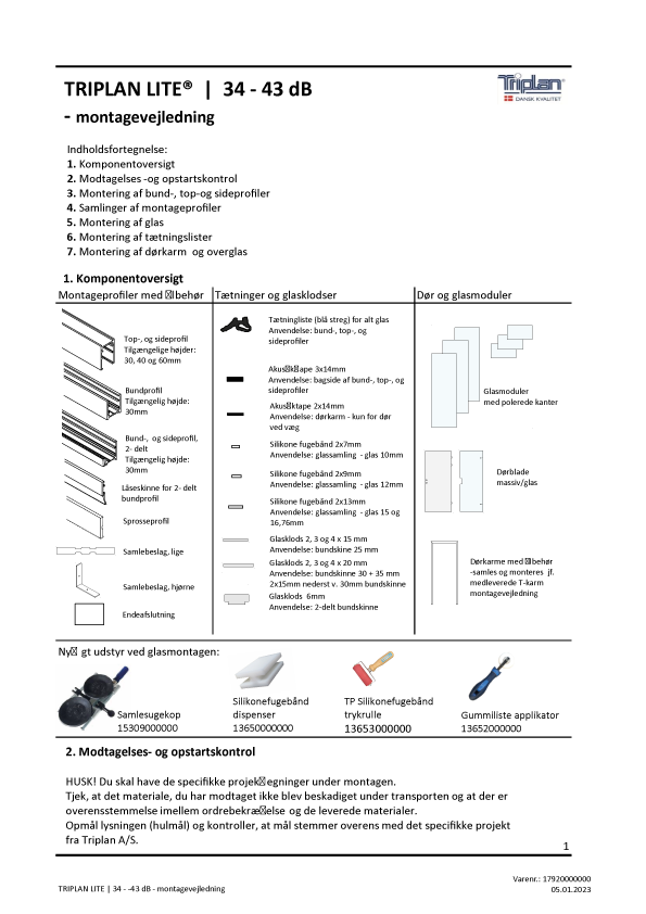 Montagevejledning Triplan Lite 34 - 43 dB |  Triplan