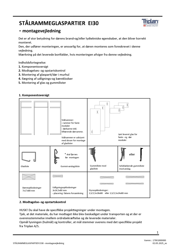 Montagevejledning TTP Fire Stål EI 30 |  Triplan