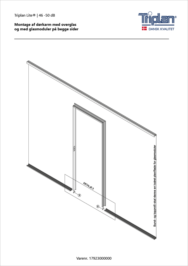 Montagevejledning Akustikkarm overglas glas på begge sider | Triplan
