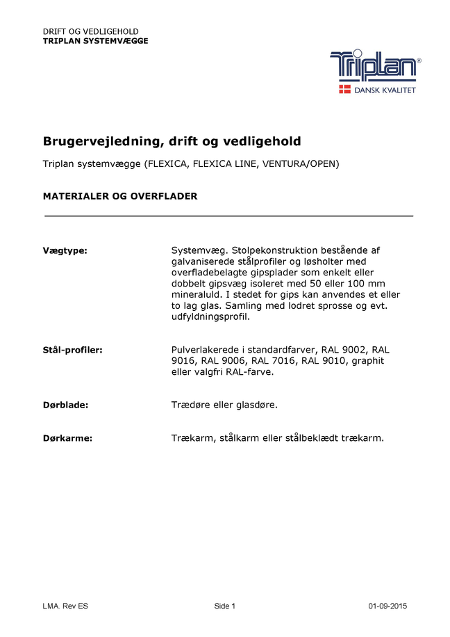 D & V systemvægge  | Triplan