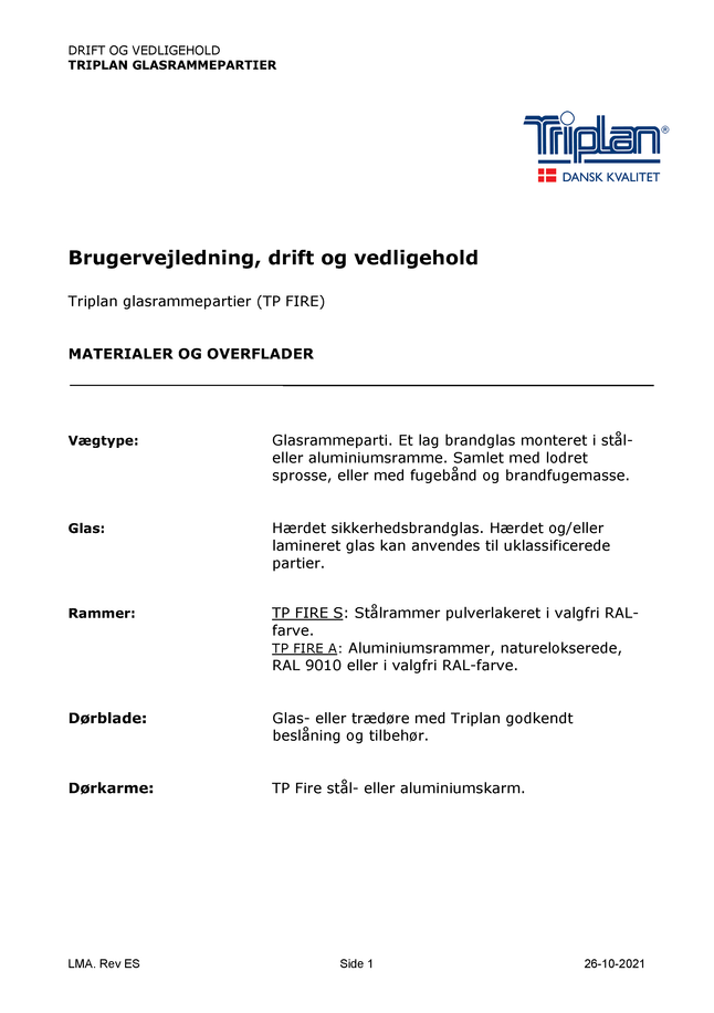 D & V glasrammepartier  | Triplan