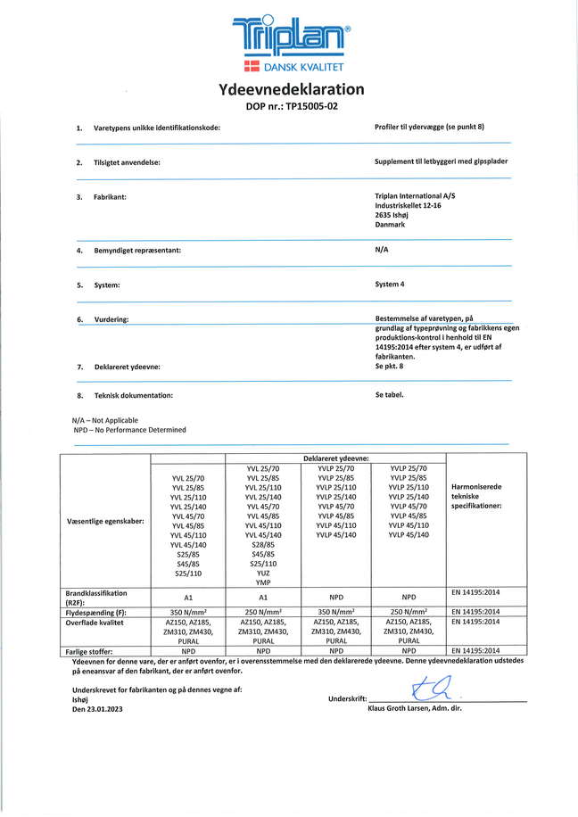 DoP - Profiler til ydervægge | Triplan 
