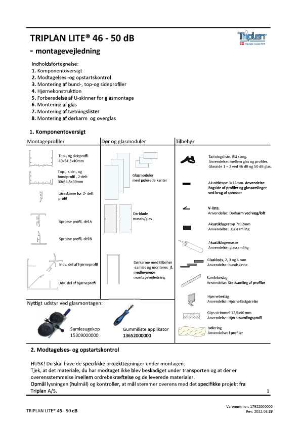 Montagevejledning Triplan Lite 46 - 50 dB | Triplan