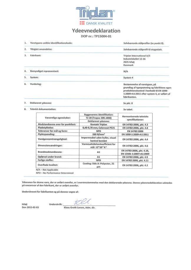 DoP - Trapezplader | Triplan 