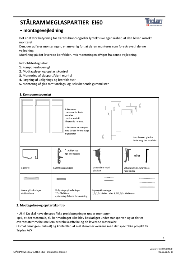 Montagevejledning TTP Fire Stål EI 30 |  Triplan