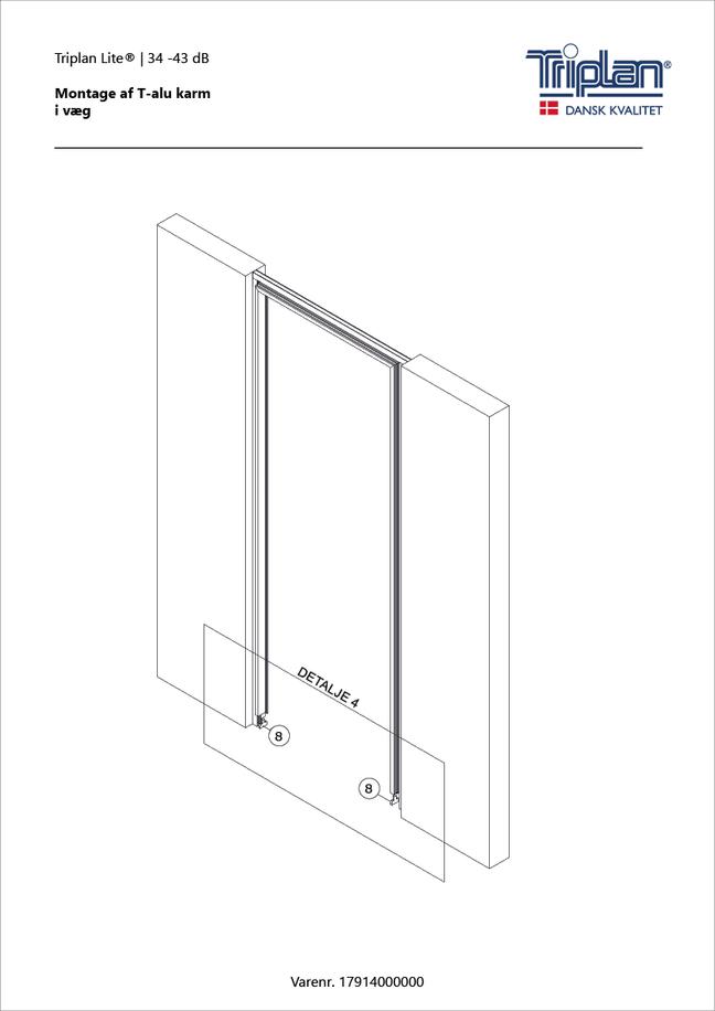 Montagevejledning T-karm i væg | Triplan